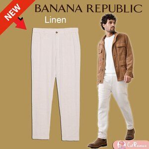 Banana Republic Athletic Fit Linen Blend Pants 28x28 White Cream Drawstring NWT